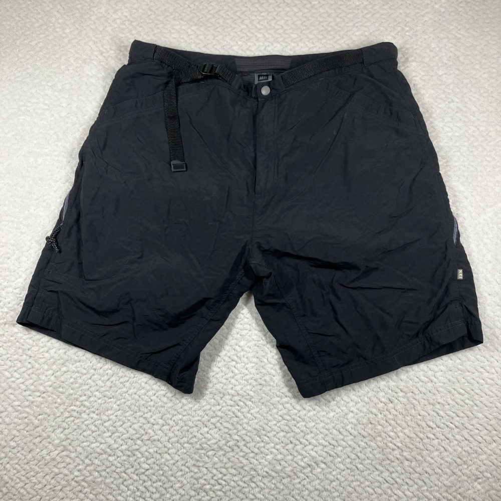 REI Co-Op Lined Padded Shorts‎ Mens XL Black Belt Mountain Bike Riding